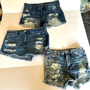 Three pairs of American Eagle Denim Shorts Size 8 - being sold as lot of 3